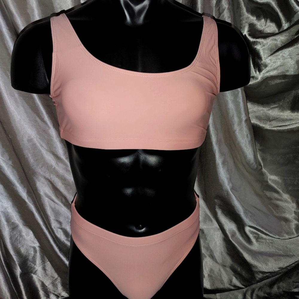 Frederick's of Hollywood Vedera 2 piece pale pink bikini swimsuit